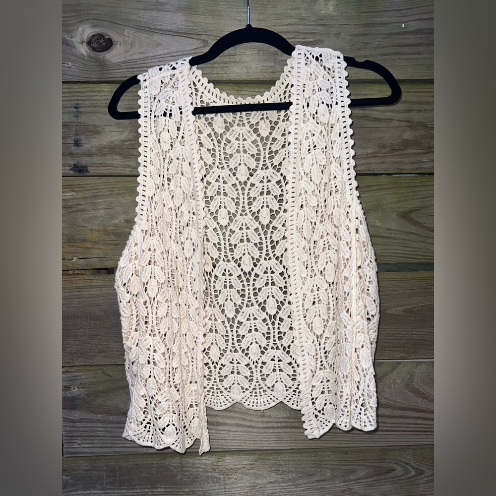 Adora Medium/ Large ivory crochet vest